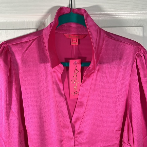 Lilly Pulitzer Jaylene long sleeve top color is cerise pink size 14 ￼ - Picture 2 of 6